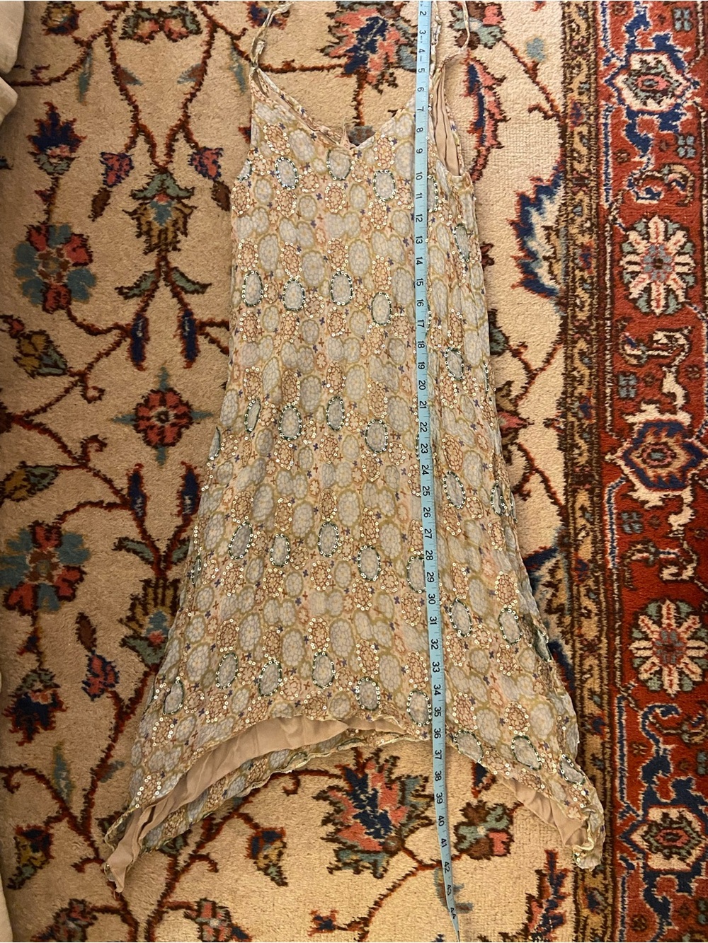 Vintage Raga Beaded Sequin Chiffon Asymmetrical Midi Dress XS - Picture 6 of 10